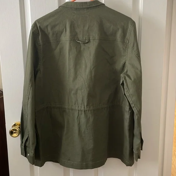 Nine West olive green denim cotton coat. NWT. Medium. Snaps. Cinches. - Picture 5 of 10